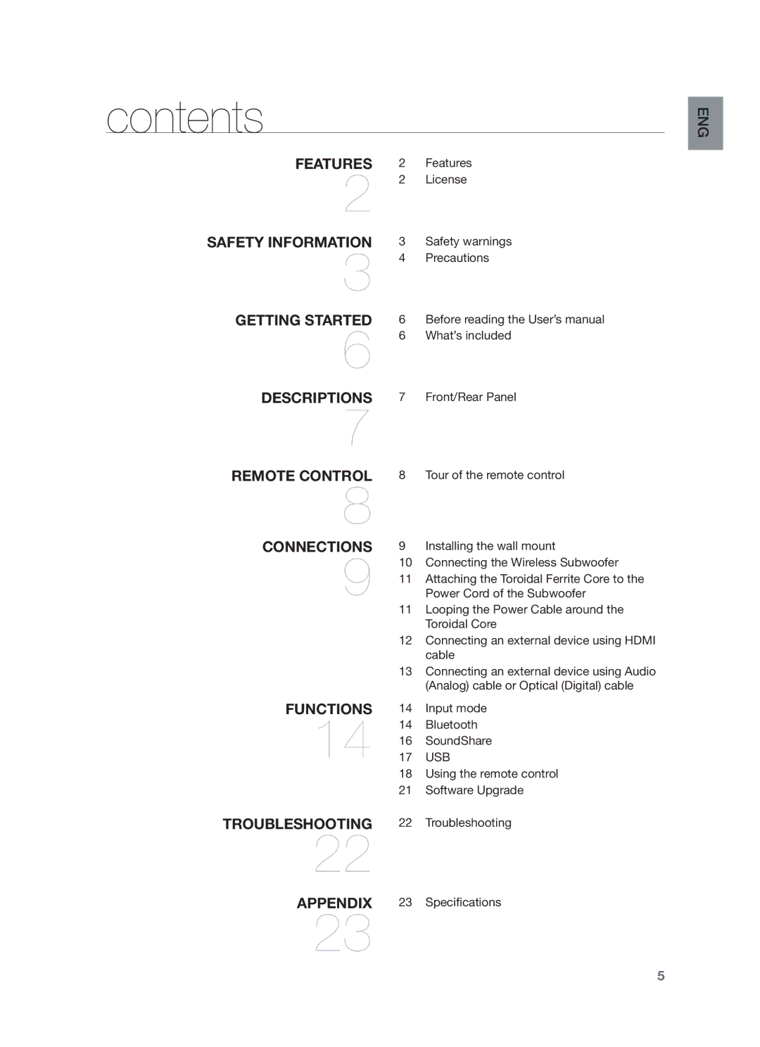 Samsung HW-F450/SQ manual Contents 