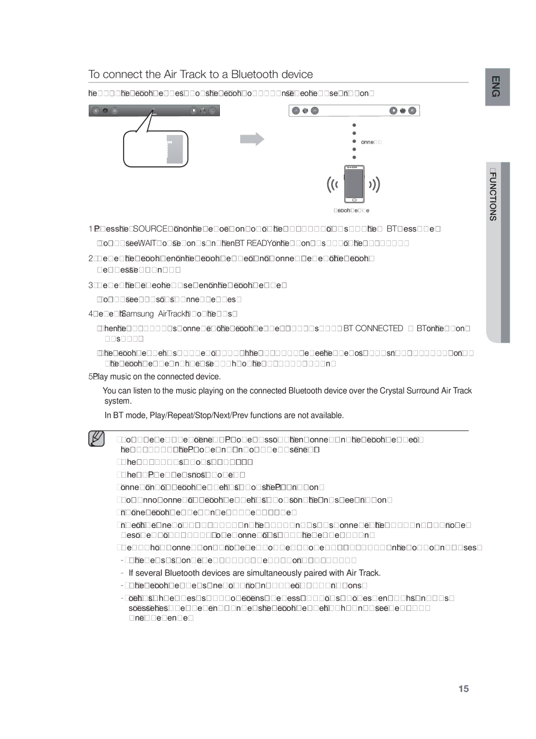 Samsung HW-F450/TK, HW-F450/XN, HW-F450/EN, HW-F450/ZF, HW-F450/XE To connect the Air Track to a Bluetooth device, Functions 