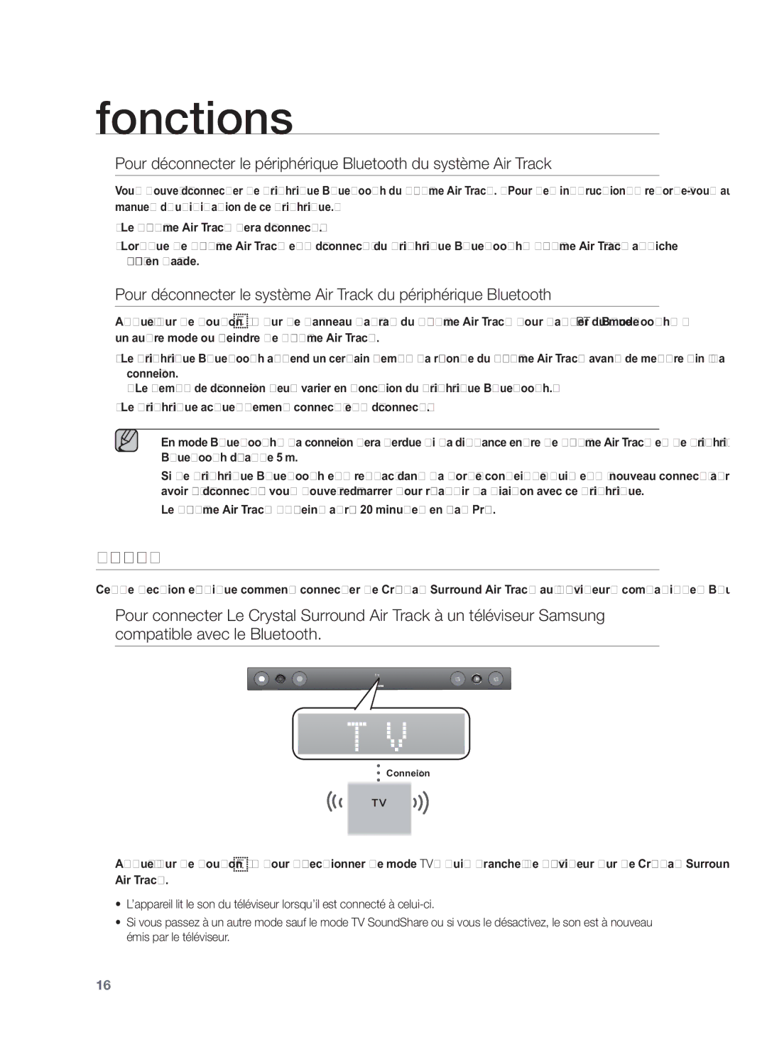 Samsung HW-F450/TK, HW-F450/XN, HW-F450/EN manual Soundshare, Le système Air Track séteint après 20 minutes en état Prêt 