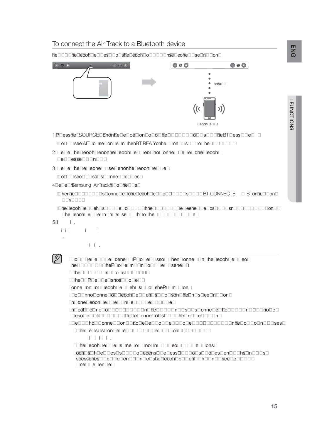 Samsung HW-F450/TK, HW-F450/XN, HW-F450/EN, HW-F450/ZF, HW-F450/XE To connect the Air Track to a Bluetooth device, Functions 