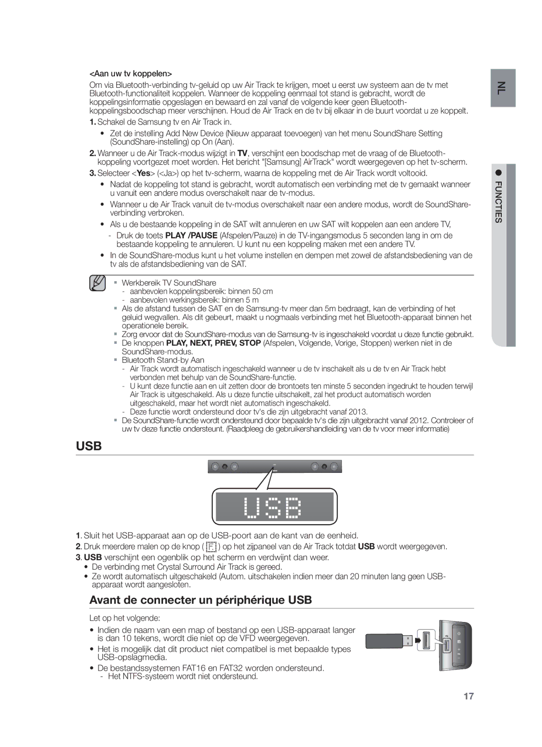 Samsung HW-F450/XN, HW-F450/TK, HW-F450/EN, HW-F450/ZF manual Avant de connecter un périphérique USB, Aan uw tv koppelen 