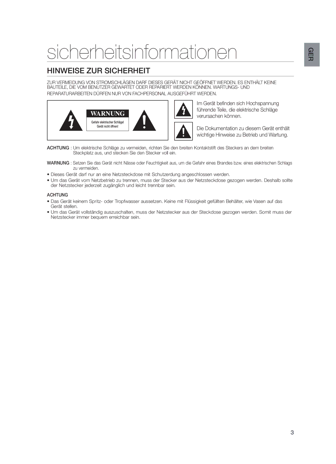 Samsung HW-F450/ZF, HW-F450/TK, HW-F450/XN, HW-F450/EN Sicherheitsinformationen, Hinweise ZUR Sicherheit, Verursachen können 