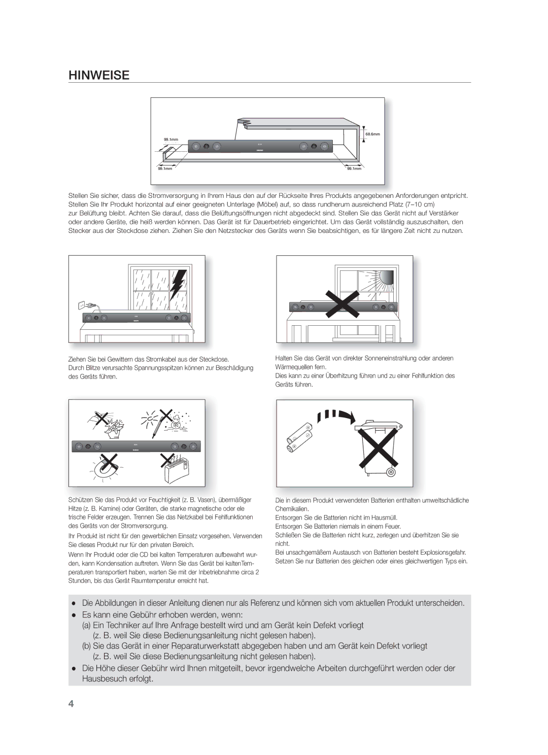 Samsung HW-F450/TK, HW-F450/XN, HW-F450/EN, HW-F450/ZF manual Hinweise, Es kann eine Gebühr erhoben werden, wenn 