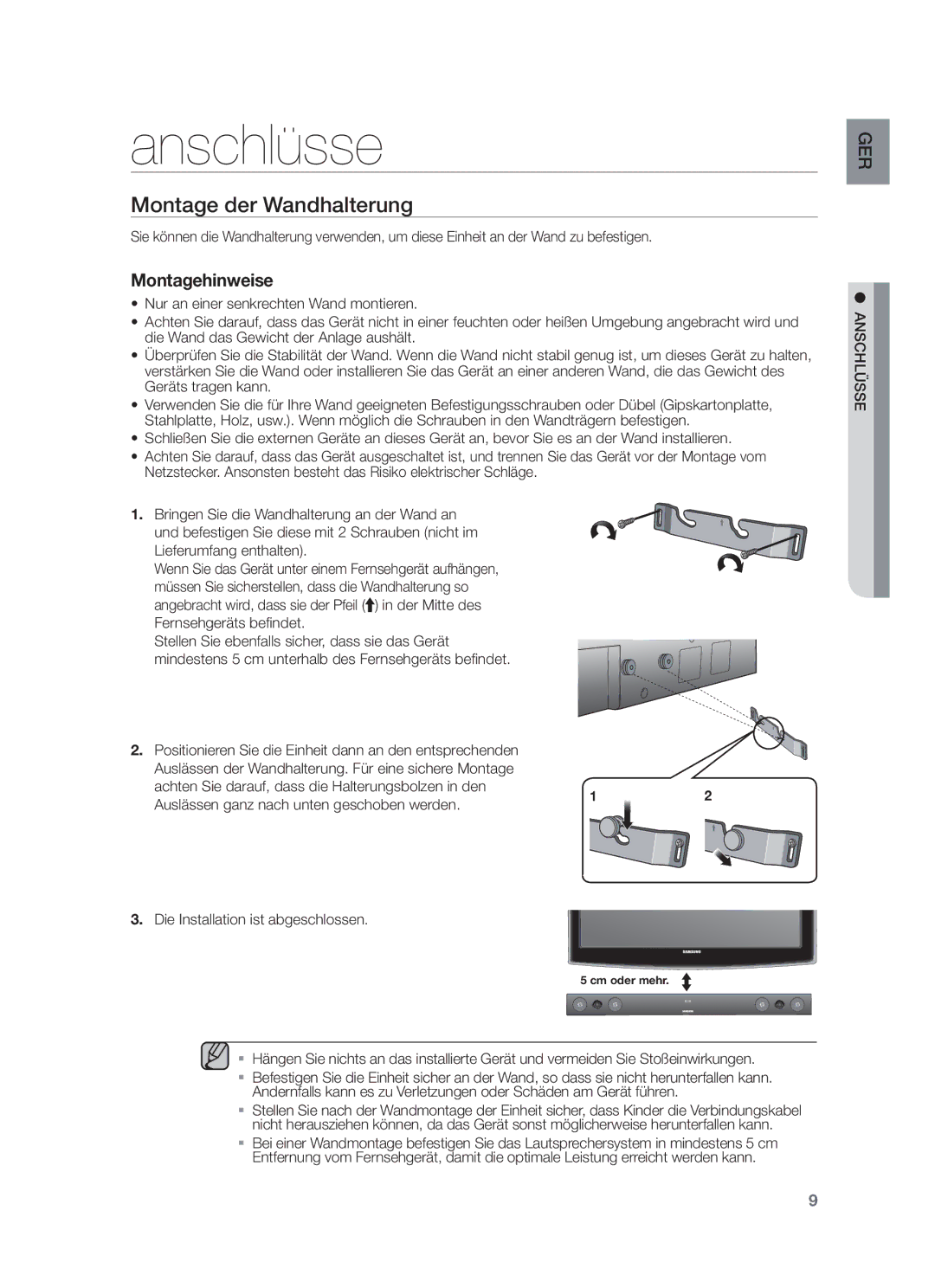 Samsung HW-F450/XN, HW-F450/TK, HW-F450/EN, HW-F450/ZF manual Anschlüsse 