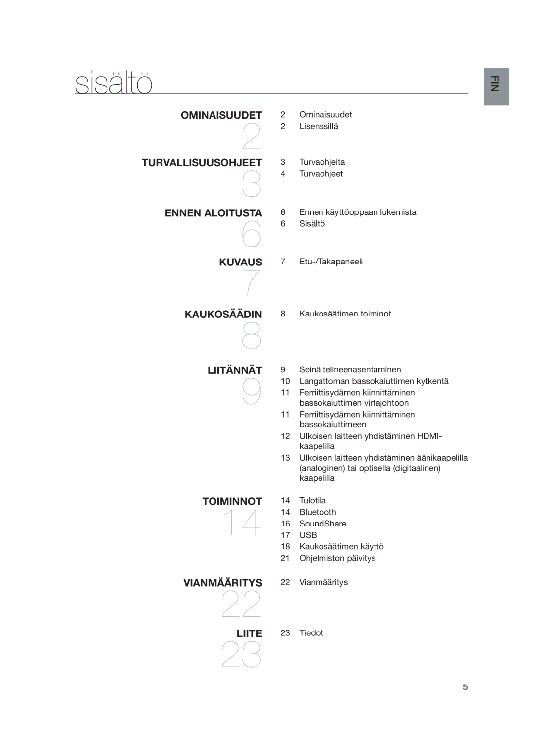 Samsung HW-F450/XE manual Sisältö 