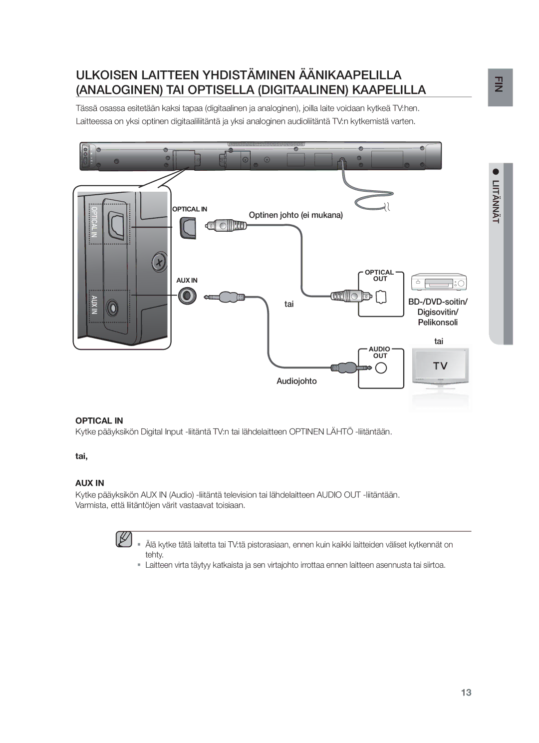 Samsung HW-F450/XE manual Tai, Aux 