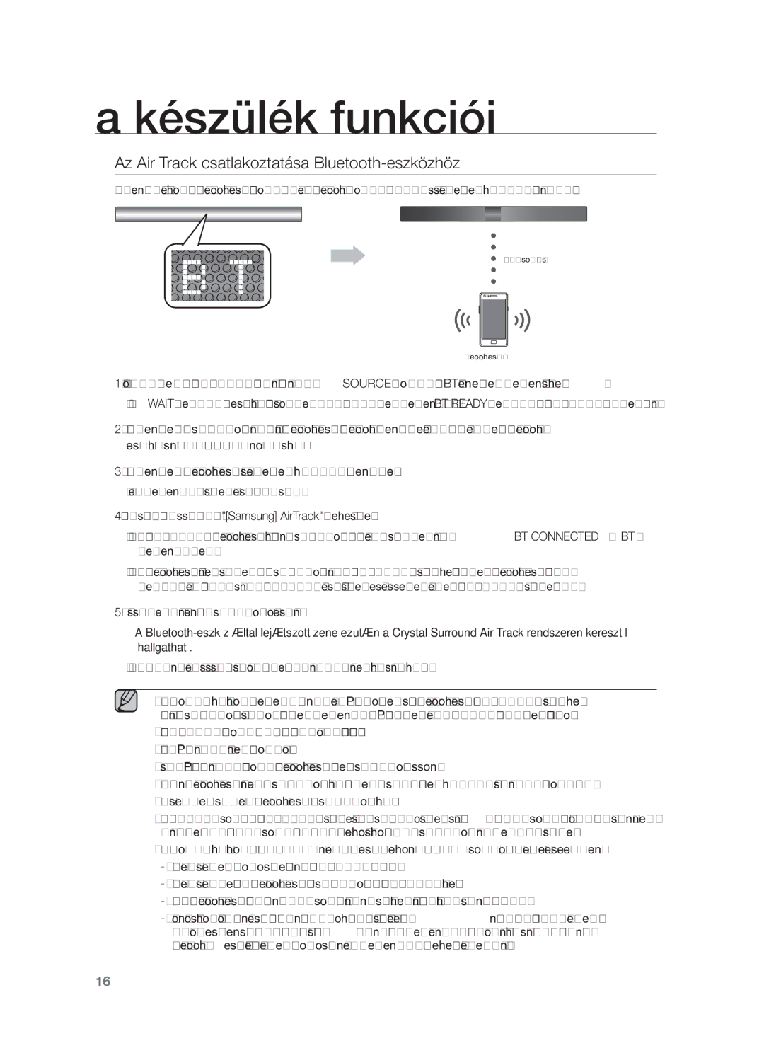 Samsung HW-F550/EN, HW-F551/EN, HW-F550/XE, HW-F551/XE manual Az Air Track csatlakoztatása Bluetooth-eszközhöz 