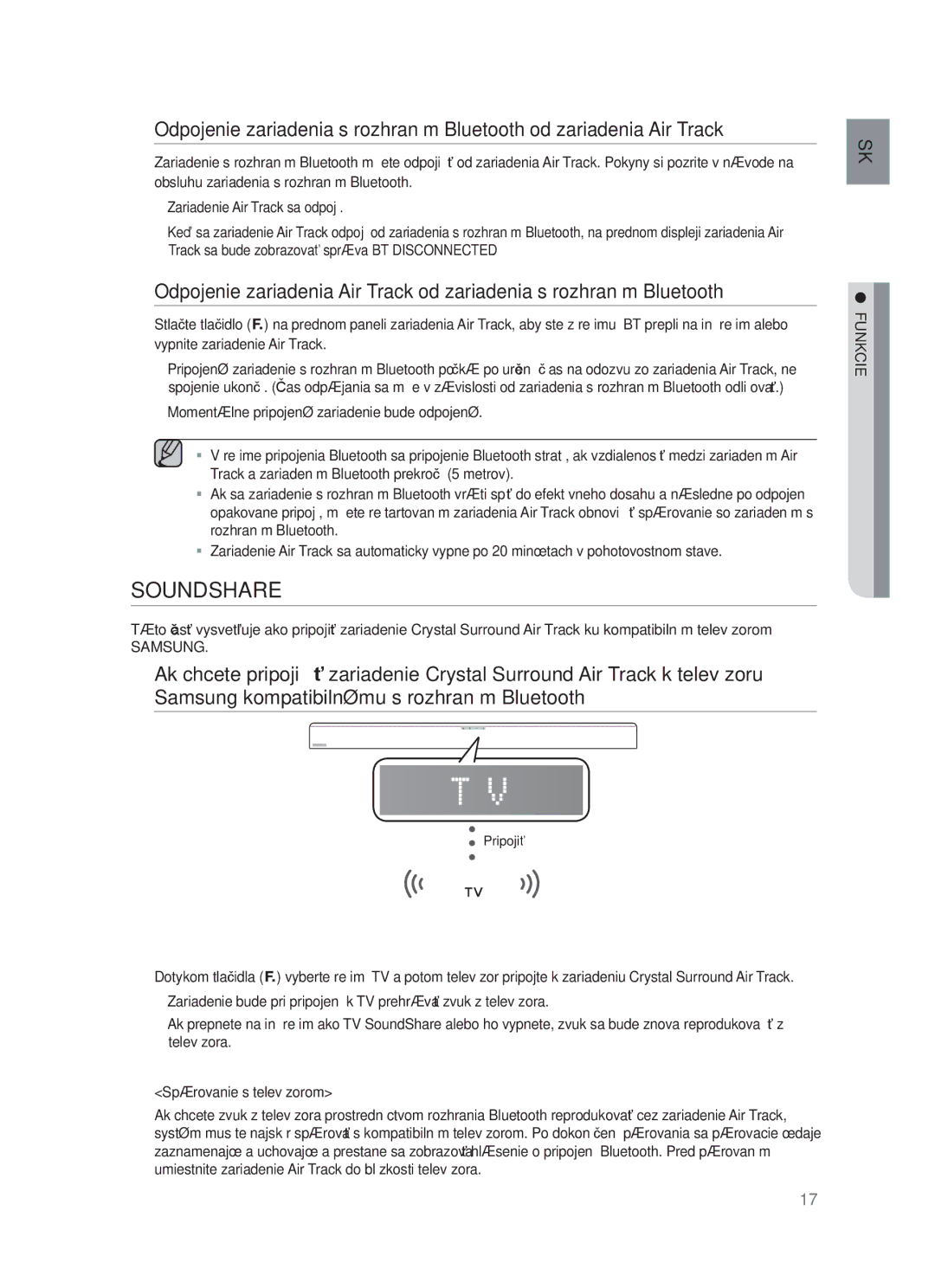 Samsung HW-F551/XE, HW-F551/EN, HW-F550/EN, HW-F550/XE manual Soundshare, Samsung, Funkcie, Spárovanie s televízorom 