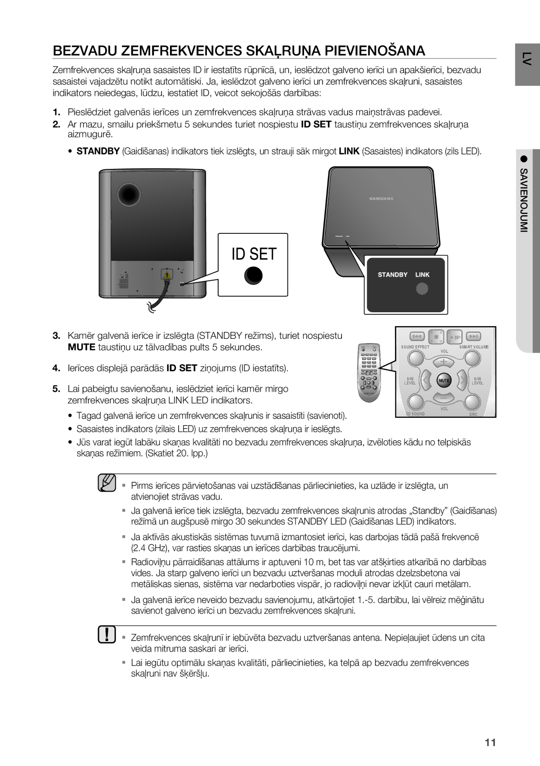 Samsung HW-F551/EN manual Bezvadu Zemfrekvences Skaļruņa Pievienošana, Savienojumi 