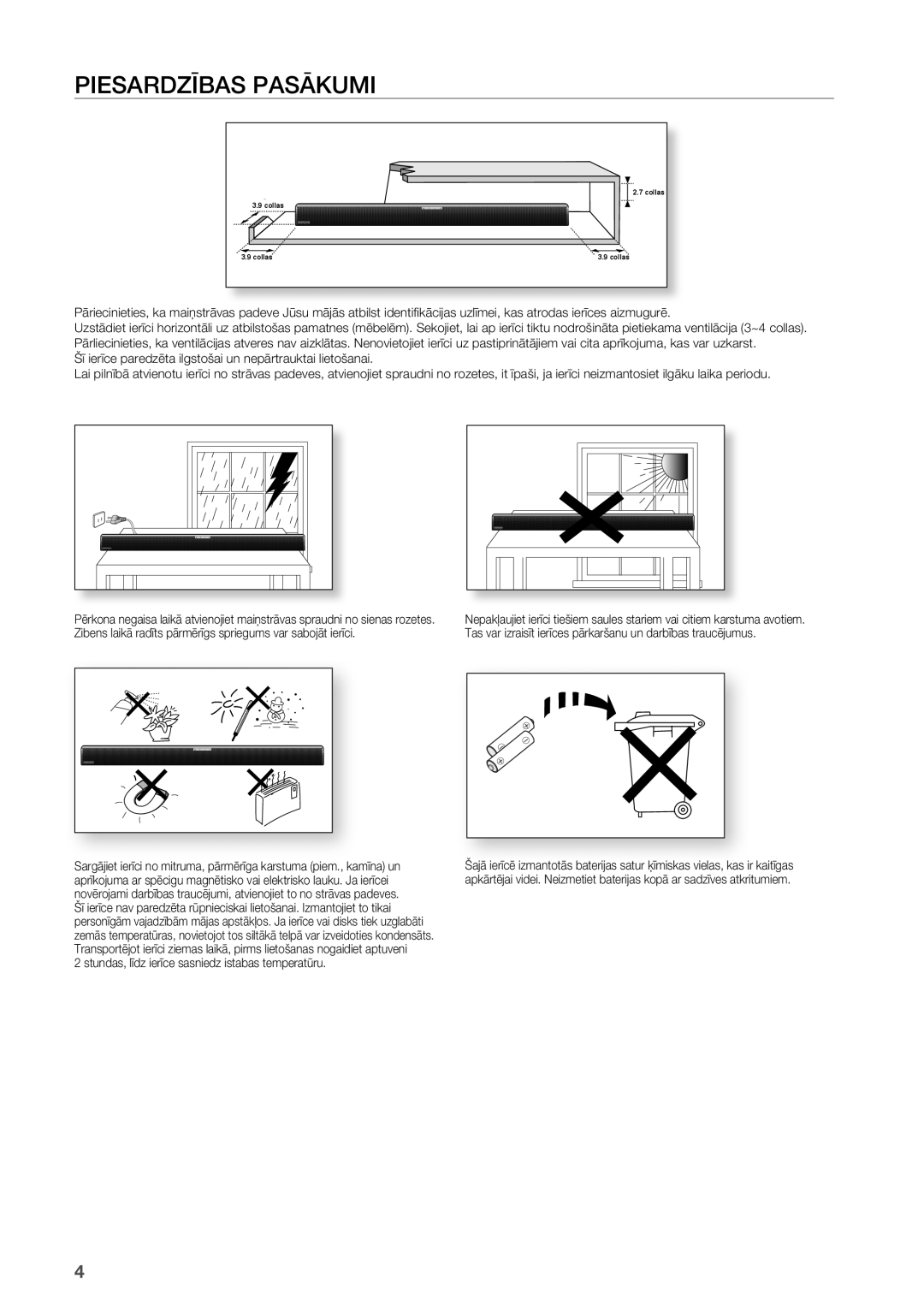 Samsung HW-F551/EN manual Piesardzības Pasākumi 