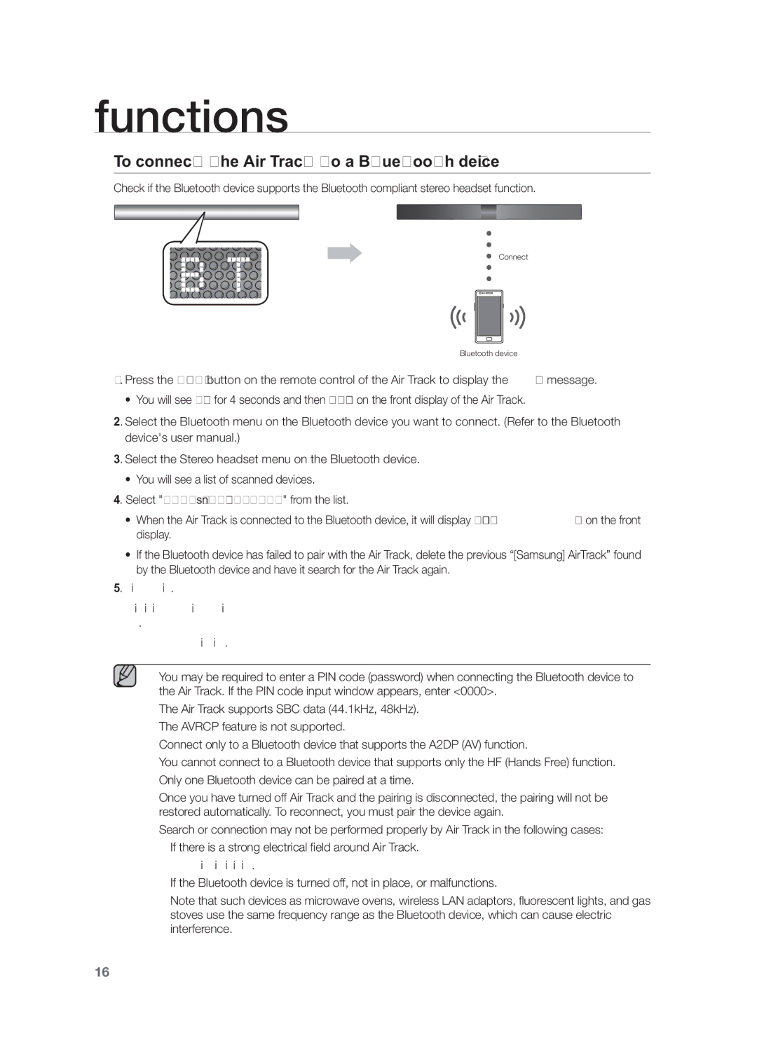 Samsung HW-F551/SQ manual To connect the Air Track to a Bluetooth device 