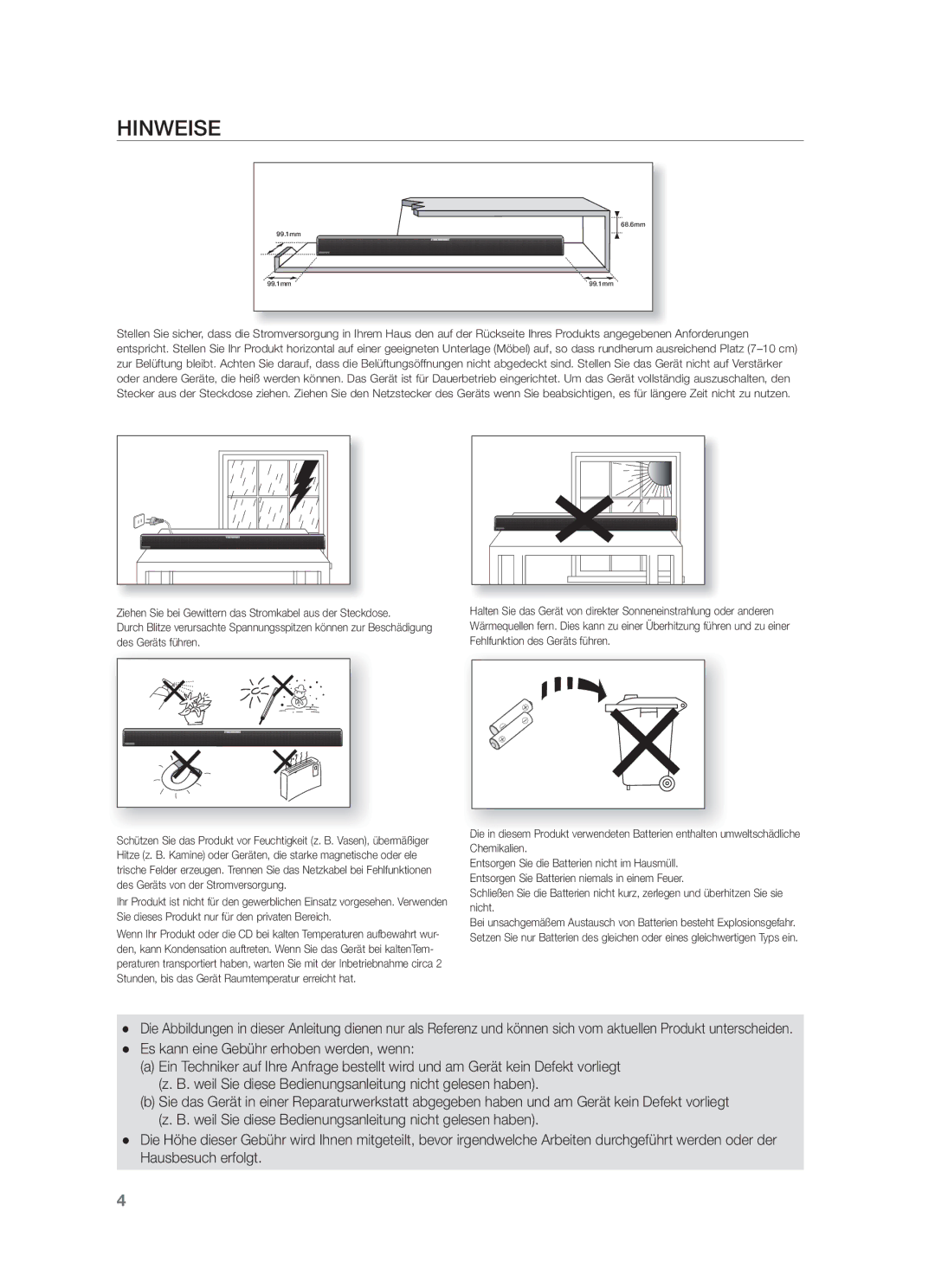 Samsung HW-F551/ZF, HW-F551/XN, HW-F551/EN, HW-F550/EN, HW-F551/TK manual Hinweise, Es kann eine Gebühr erhoben werden, wenn 