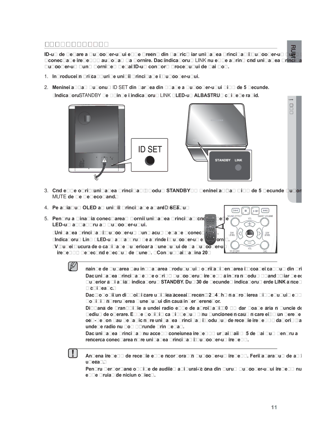 Samsung HW-F551/EN, HW-F551/XN, HW-F550/EN, HW-F551/TK, HW-F550/XN, HW-F551/ZF Conectarea SUBWOOFER-ULUI Wireless, Conexiuni 