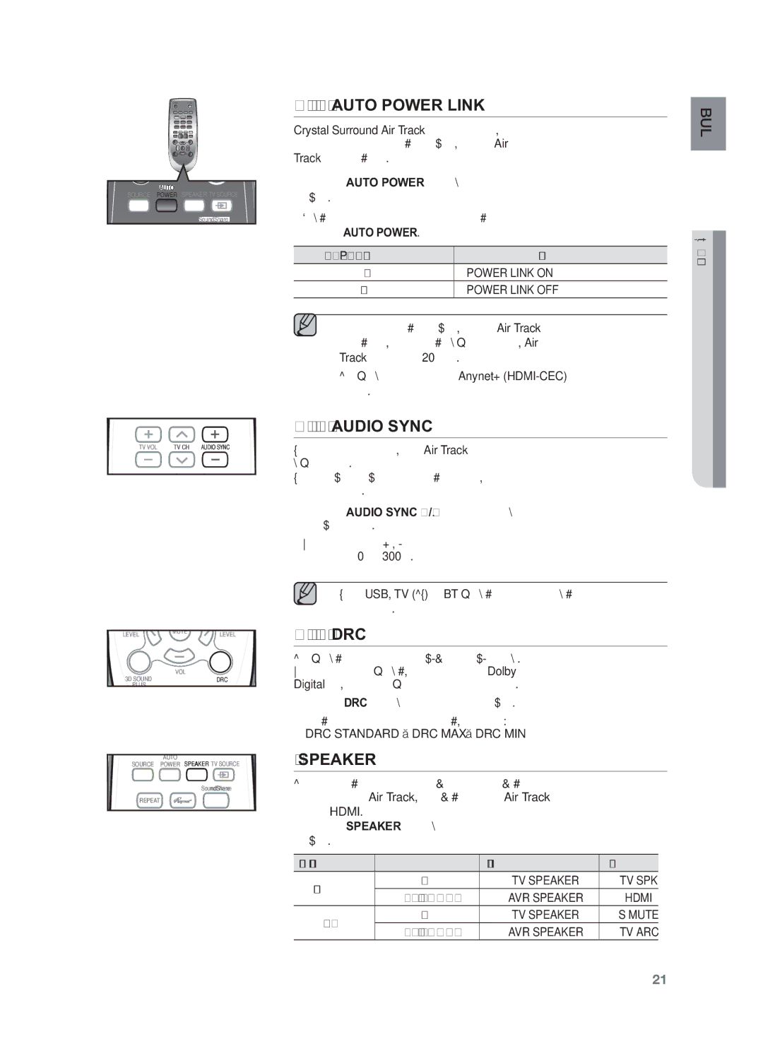 Samsung HW-F551/EN, HW-F551/XN Използване на функцията Auto Power Link, Използване на функцията Audio Sync, Бутон Speaker 