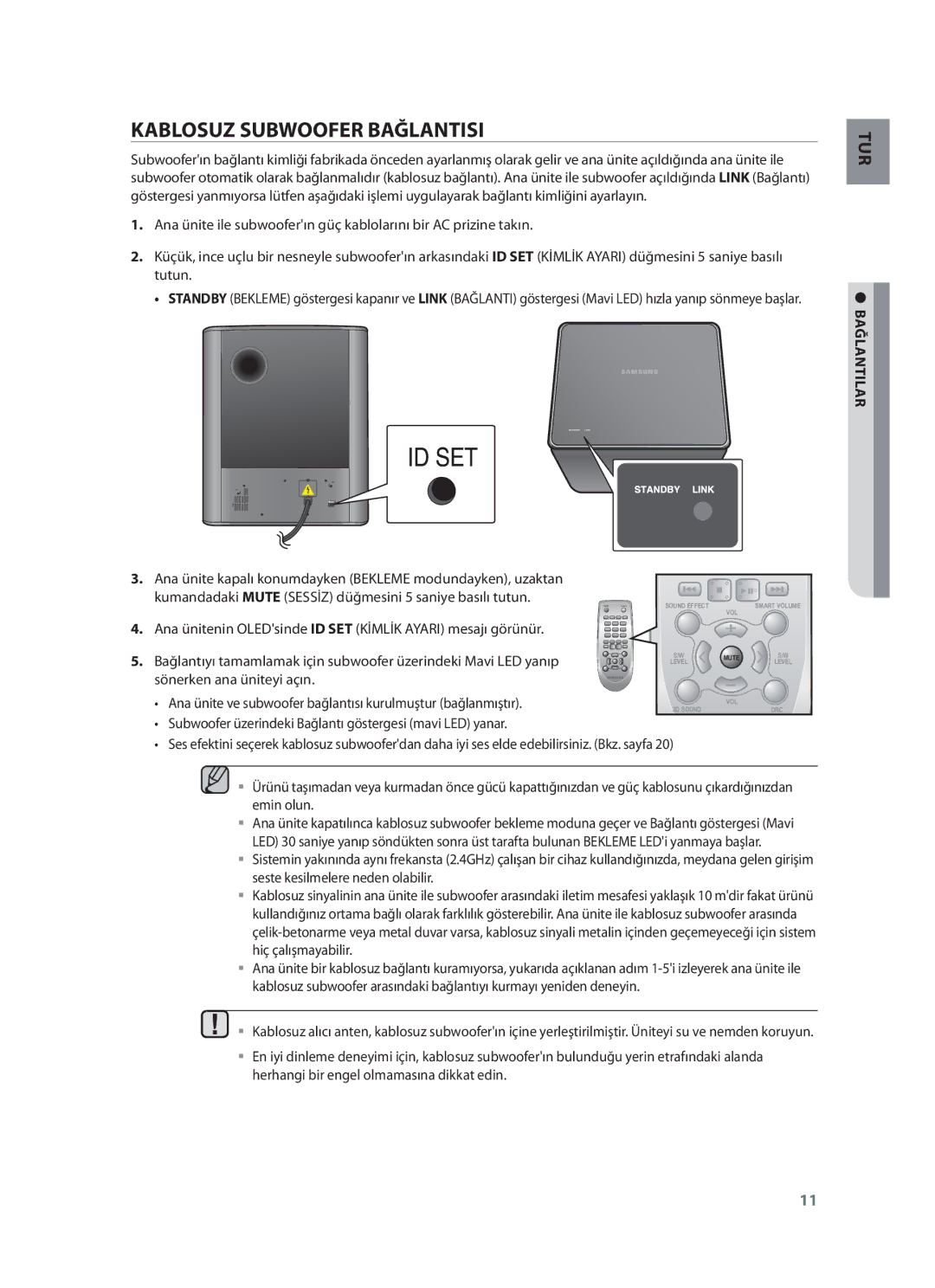 Samsung HW-F551/XN, HW-F551/EN, HW-F551/TK, HW-F551/ZF manual Kablosuz Subwoofer Bağlantisi, Bağlantilar 