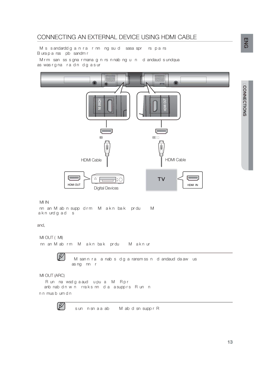 Samsung HW-F551/XV manual Connecting AN External Device Using Hdmi Cable, Digital Devices, Hdmi OUT Hdmi, Hdmi OUT ARC 