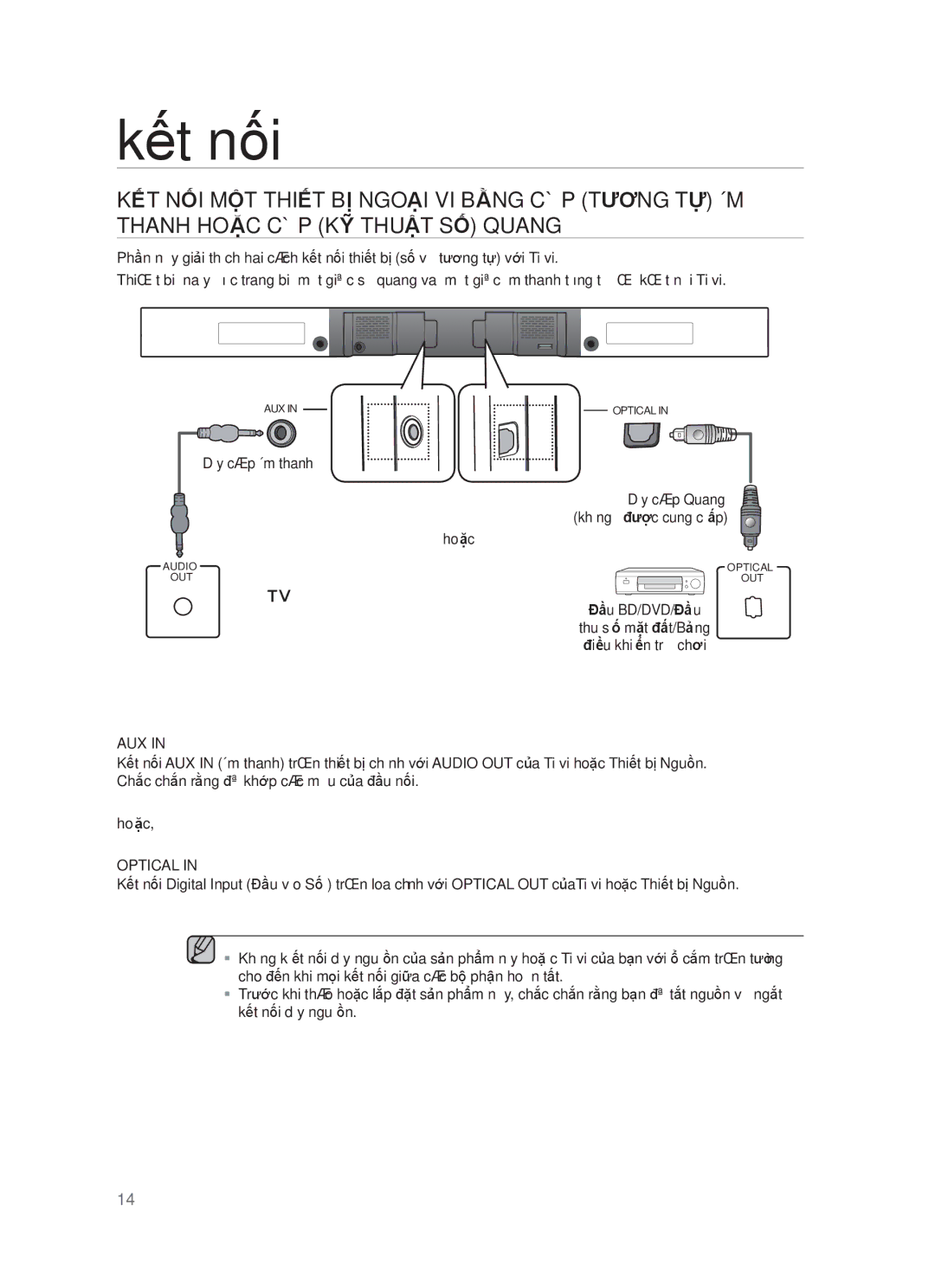 Samsung HW-F551/XV manual Dây cáp Âm thanh, Hoặc, Đầu BD/DVD/Đầu 