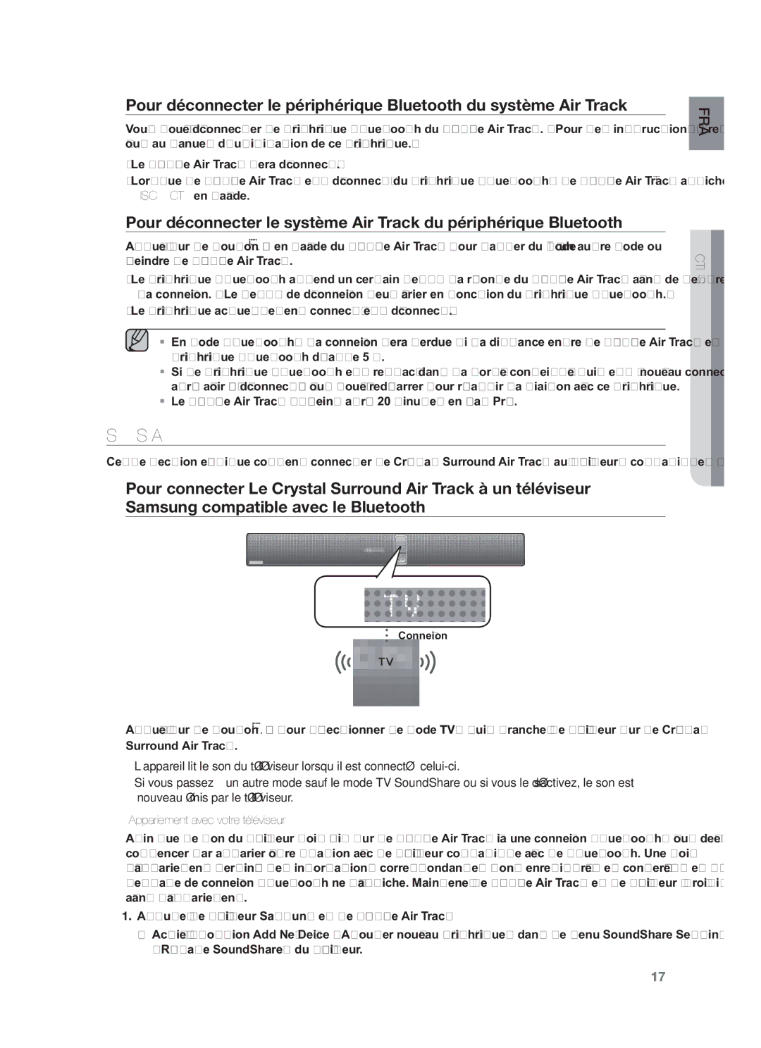 Samsung HW-F751/ZF, HW-F750/EN, HW-F750/ZF manual Soundshare, Le système Air Track séteint après 20 minutes en état Prêt 