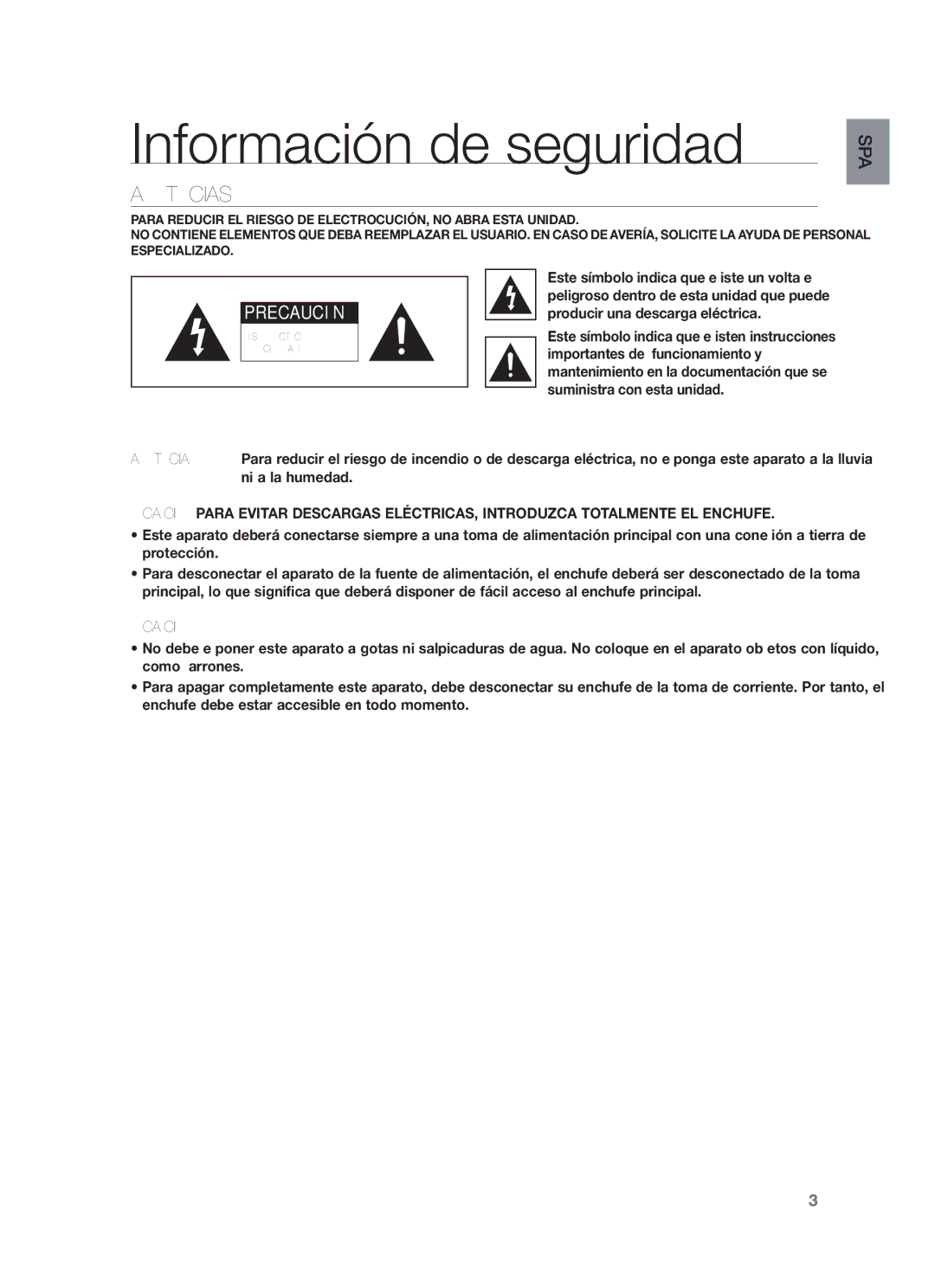 Samsung HW-F751/ZF, HW-F750/EN, HW-F750/ZF manual Información de seguridad, Advertencias, Precaución 