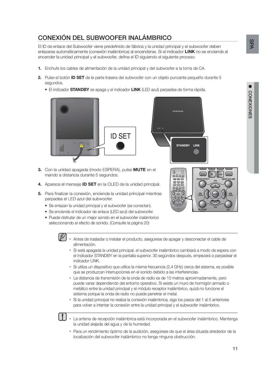 Samsung HW-F750/ZF, HW-F750/EN, HW-F751/ZF manual Conexión DEL Subwoofer Inalámbrico, Conexiones 