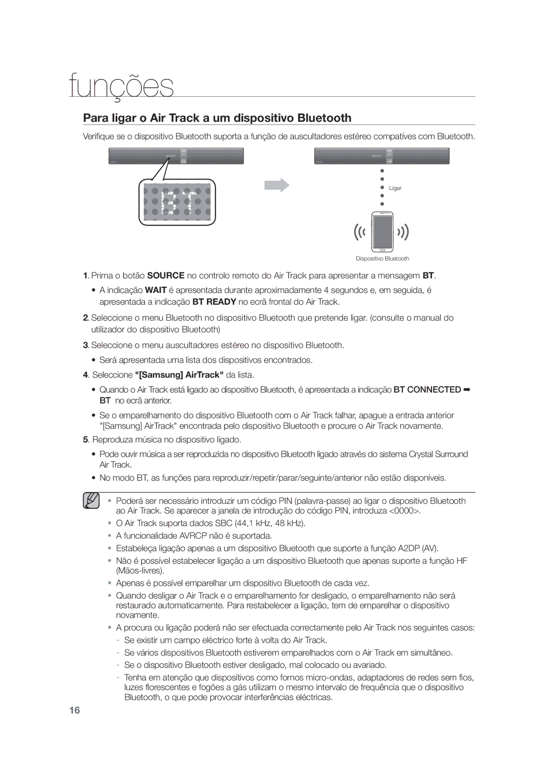 Samsung HW-F750/ZF, HW-F750/EN, HW-F751/ZF manual Para ligar o Air Track a um dispositivo Bluetooth 