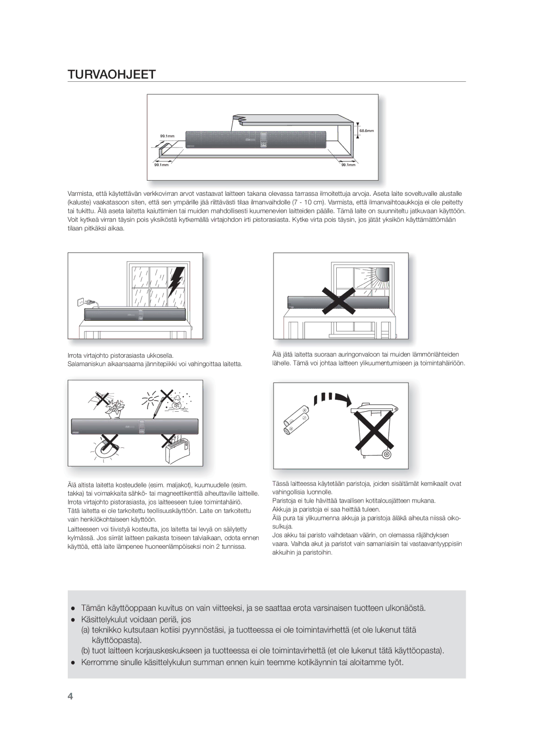 Samsung HW-F750/XE, HW-F751/XE manual Turvaohjeet 