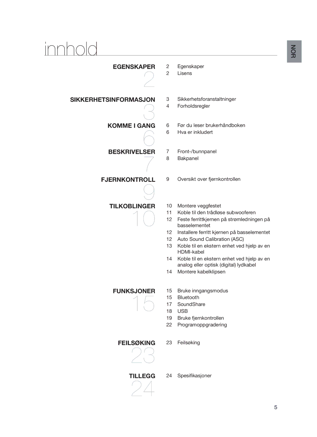 Samsung HW-F750/XE, HW-F751/XE manual Innhold 