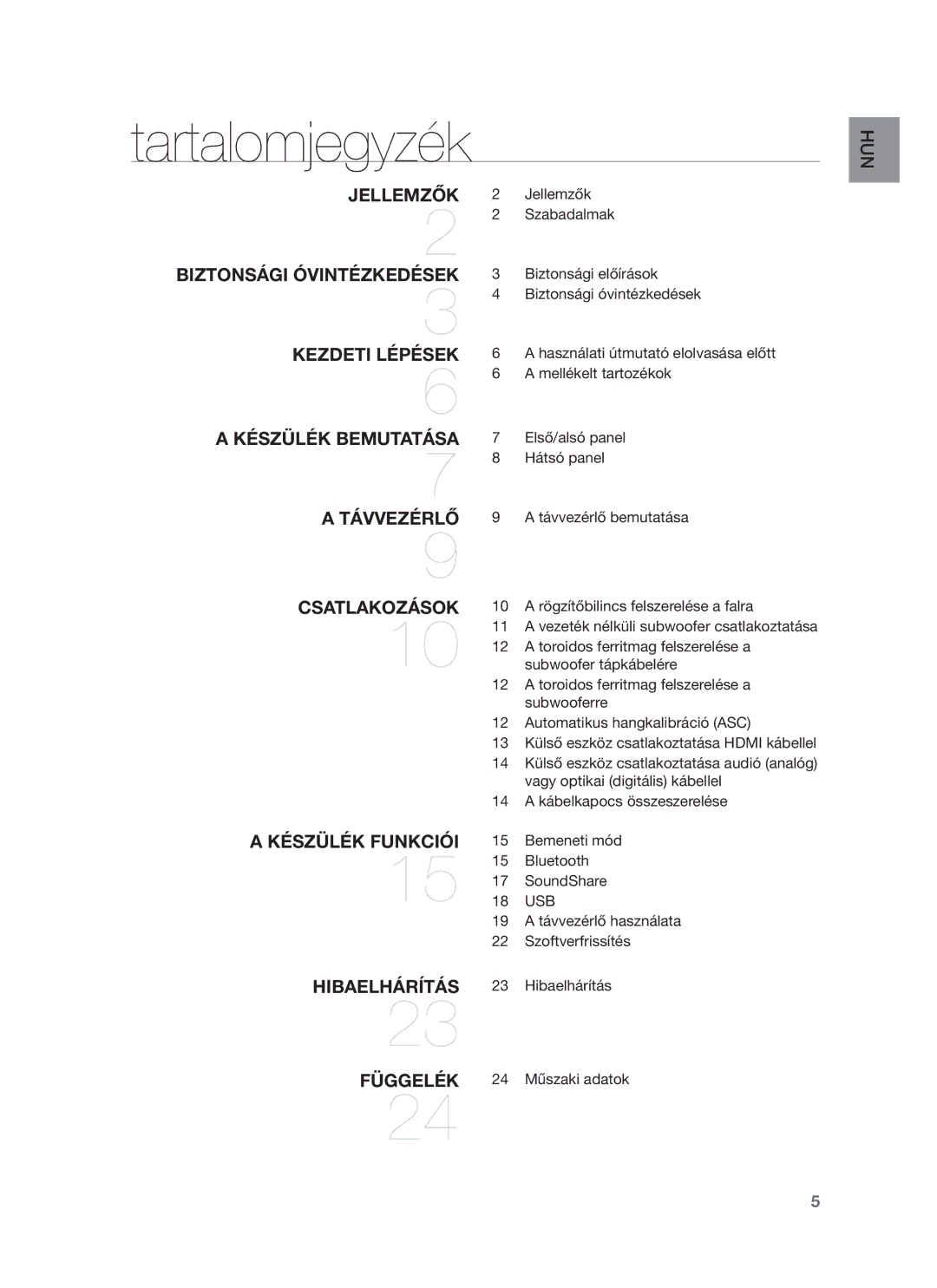 Samsung HW-F750/XE, HW-F751/EN, HW-F750/EN, HW-F751/XE manual Tartalomjegyzék, Usb 