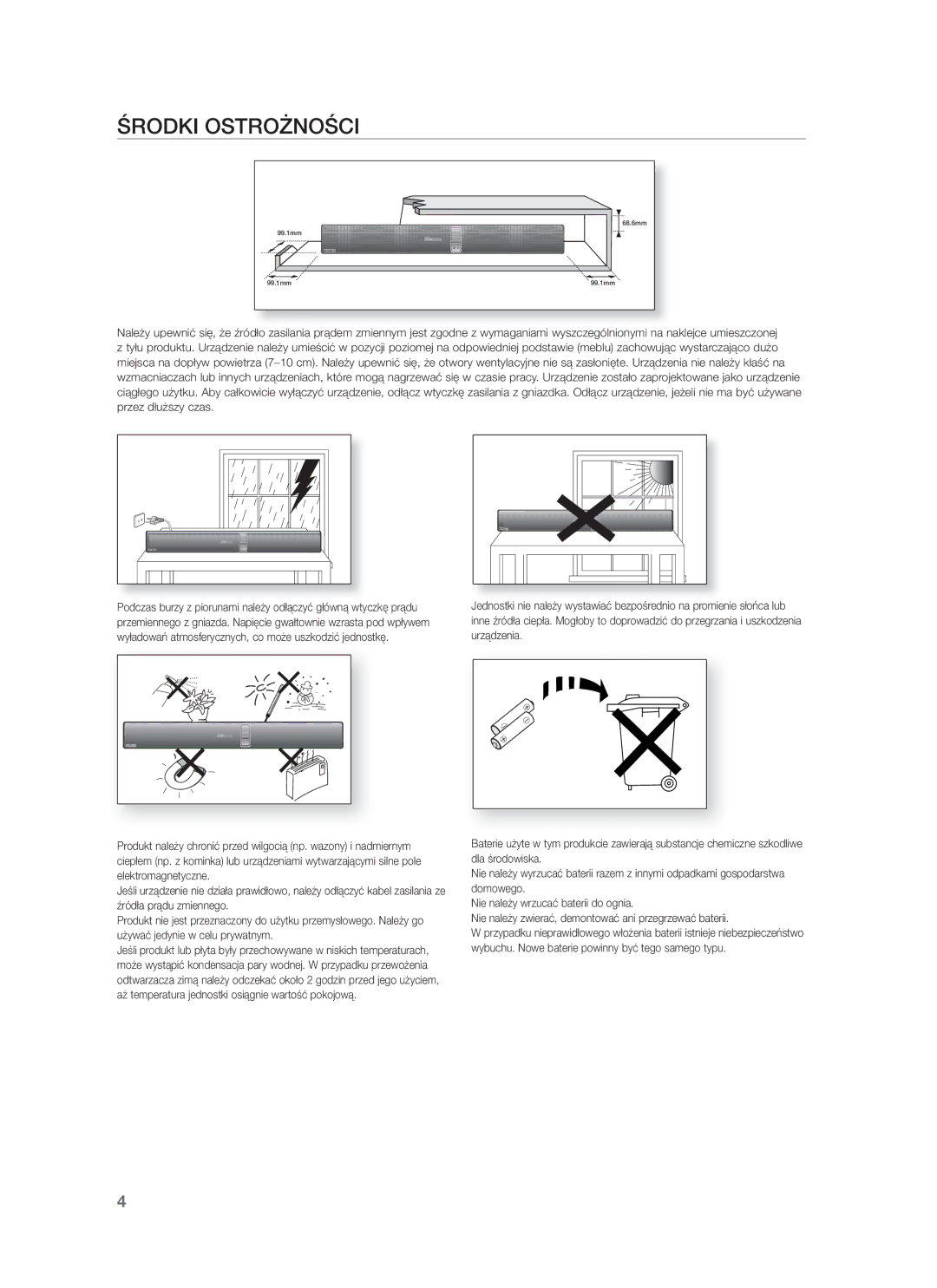 Samsung HW-F751/EN, HW-F750/EN, HW-F750/XE, HW-F751/XE manual Środki Ostrożności 