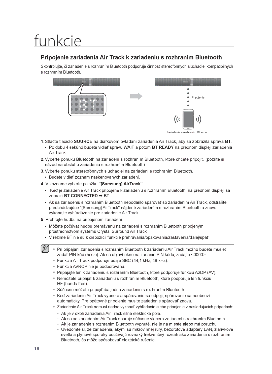 Samsung HW-F750/XE, HW-F751/EN, HW-F750/EN, HW-F751/XE manual Pripojenie Zariadenie s rozhraním Bluetooth 