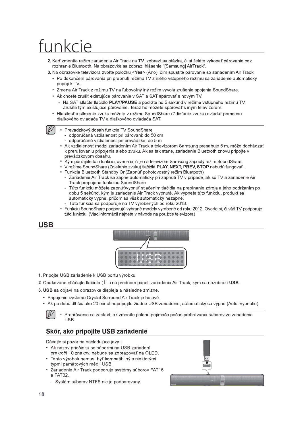 Samsung HW-F751/EN, HW-F750/EN, HW-F750/XE, HW-F751/XE manual Usb, Skôr, ako pripojíte USB zariadenie 