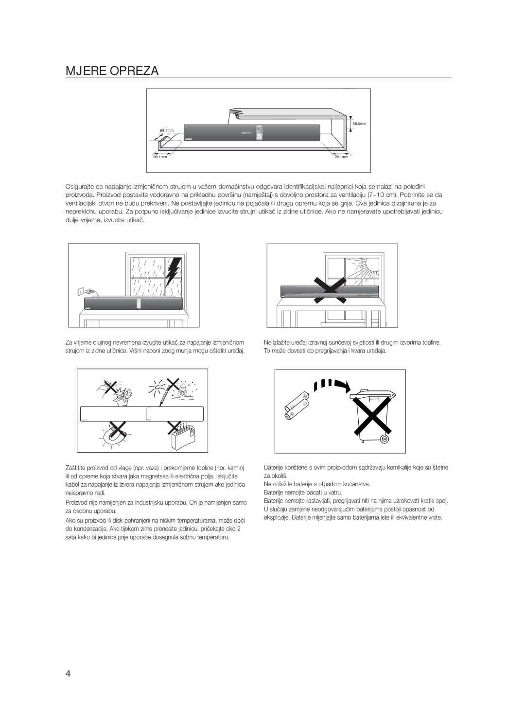 Samsung HW-F751/EN, HW-F750/EN manual Mjere Opreza 