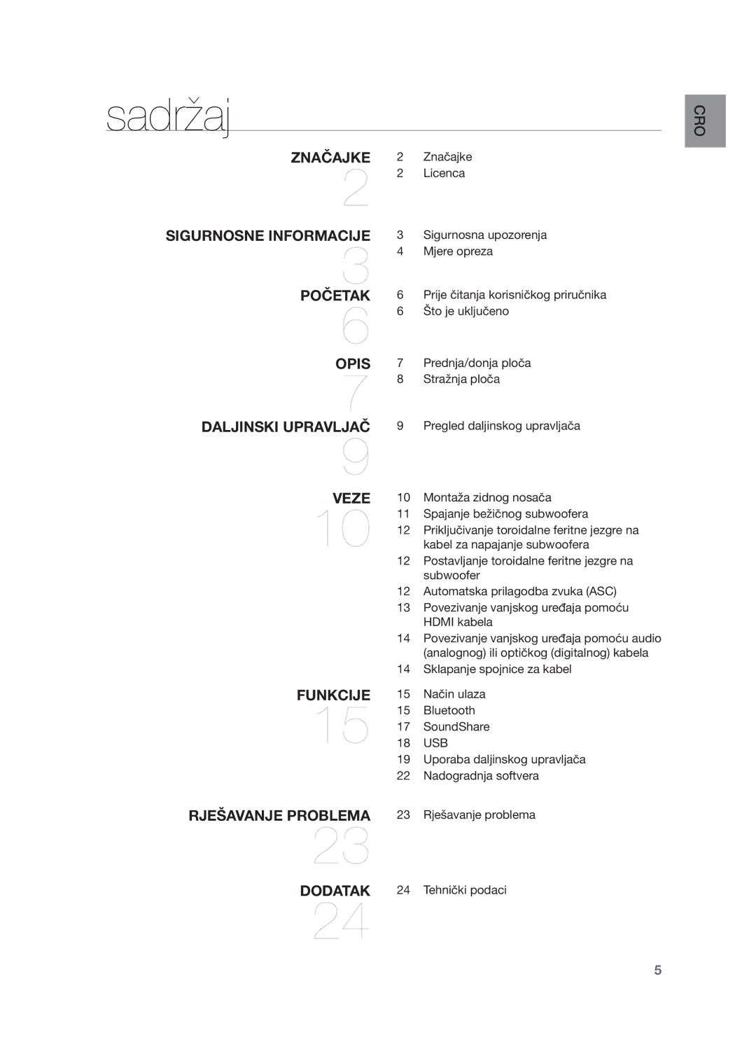 Samsung HW-F750/EN Značajke 2 Značajke Licenca, Način ulaza, Nadogradnja softvera, Rješavanje problema, Tehnički podaci 