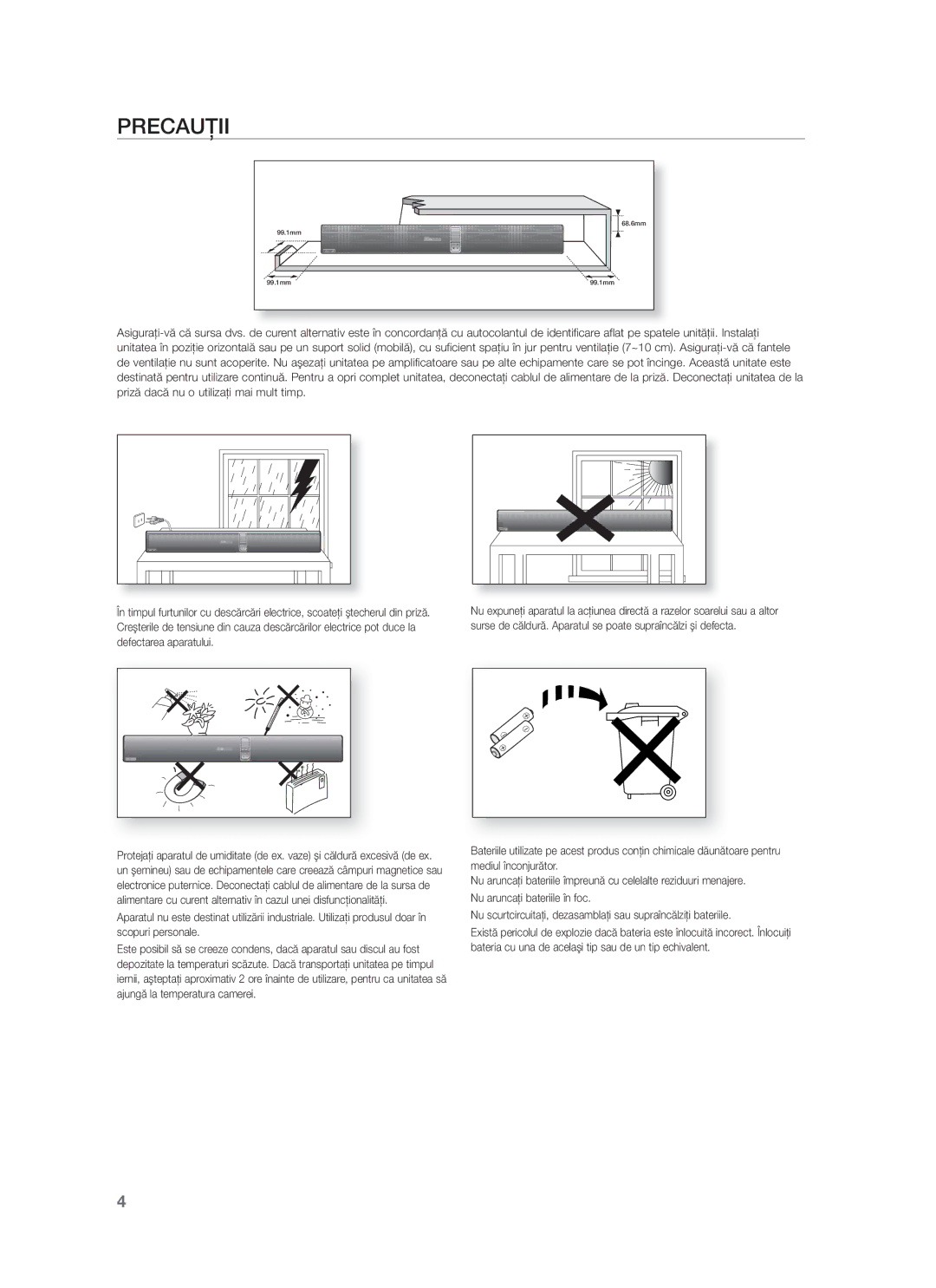 Samsung HW-F750/EN, HW-F751/EN manual Precauţii 