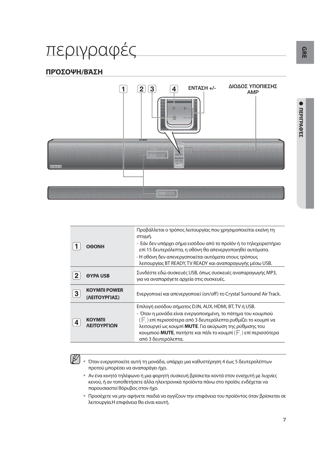 Samsung HW-F750/EN, HW-F751/EN manual Περιγραφές, Πρόσοψη/Βάση 