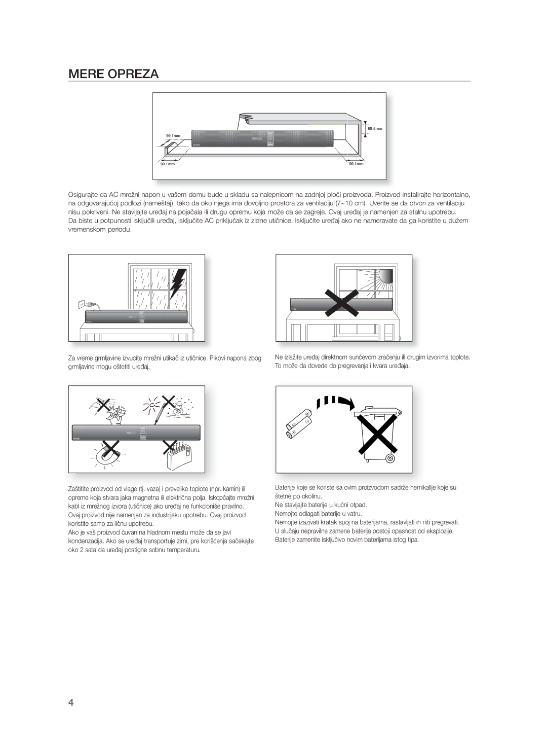 Samsung HW-F750/EN, HW-F751/EN manual Mere Opreza 