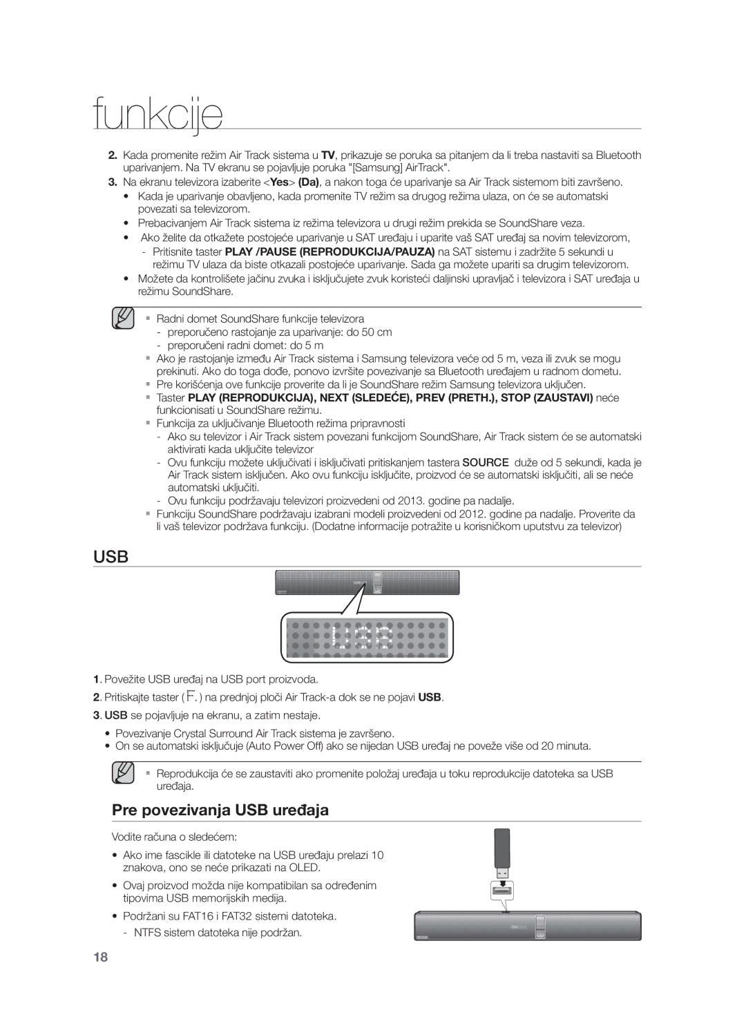 Samsung HW-F750/EN, HW-F751/EN manual Usb, Pre povezivanja USB uređaja 