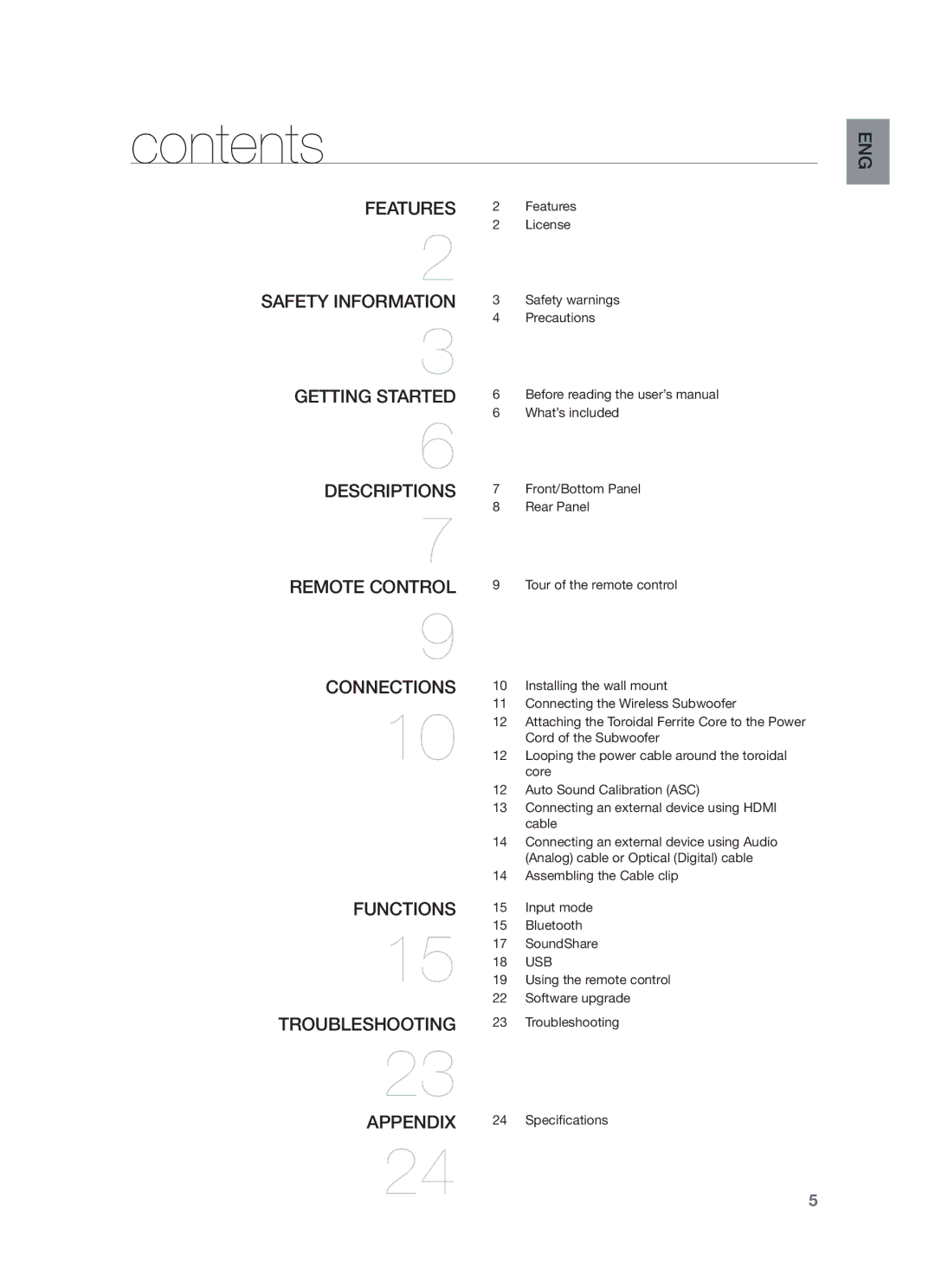 Samsung HW-F751/UM manual Contents 