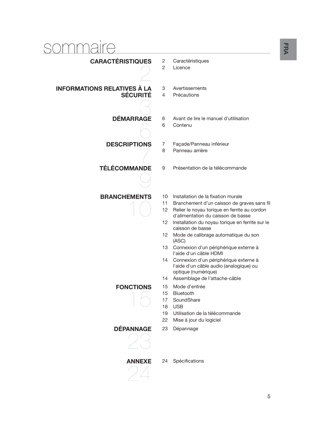 Samsung HW-F750/XN, HW-F751/XN, HW-F751/TK, HW-F751/EN, HW-F750/EN Sommaire, Caractéristiques 2 Caractéristiques 2 2 Licence 