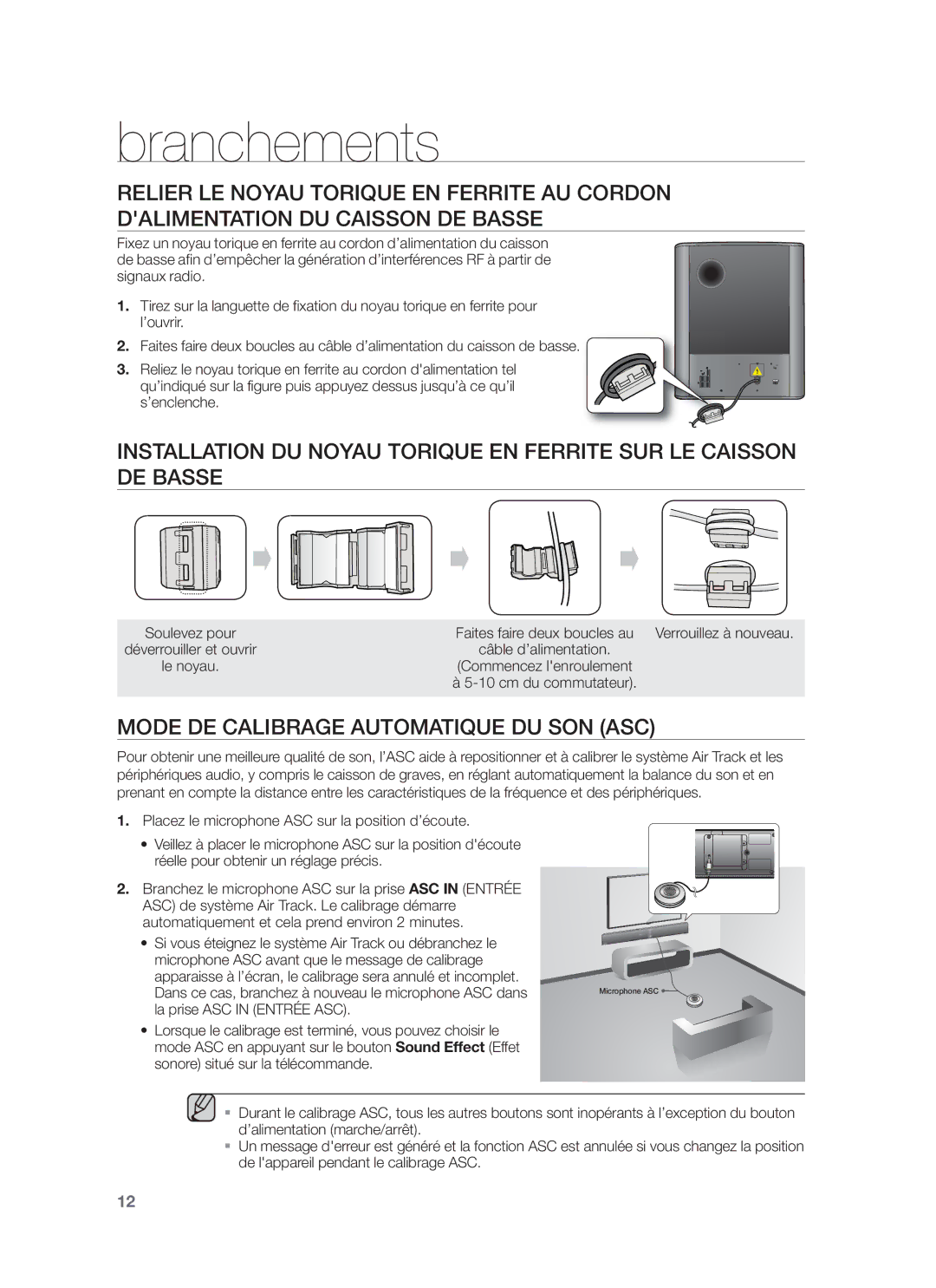 Samsung HW-F751/TK, HW-F751/XN, HW-F751/EN, HW-F750/XN, HW-F750/EN, HW-F750/ZF manual Mode DE Calibrage Automatique DU SON ASC 