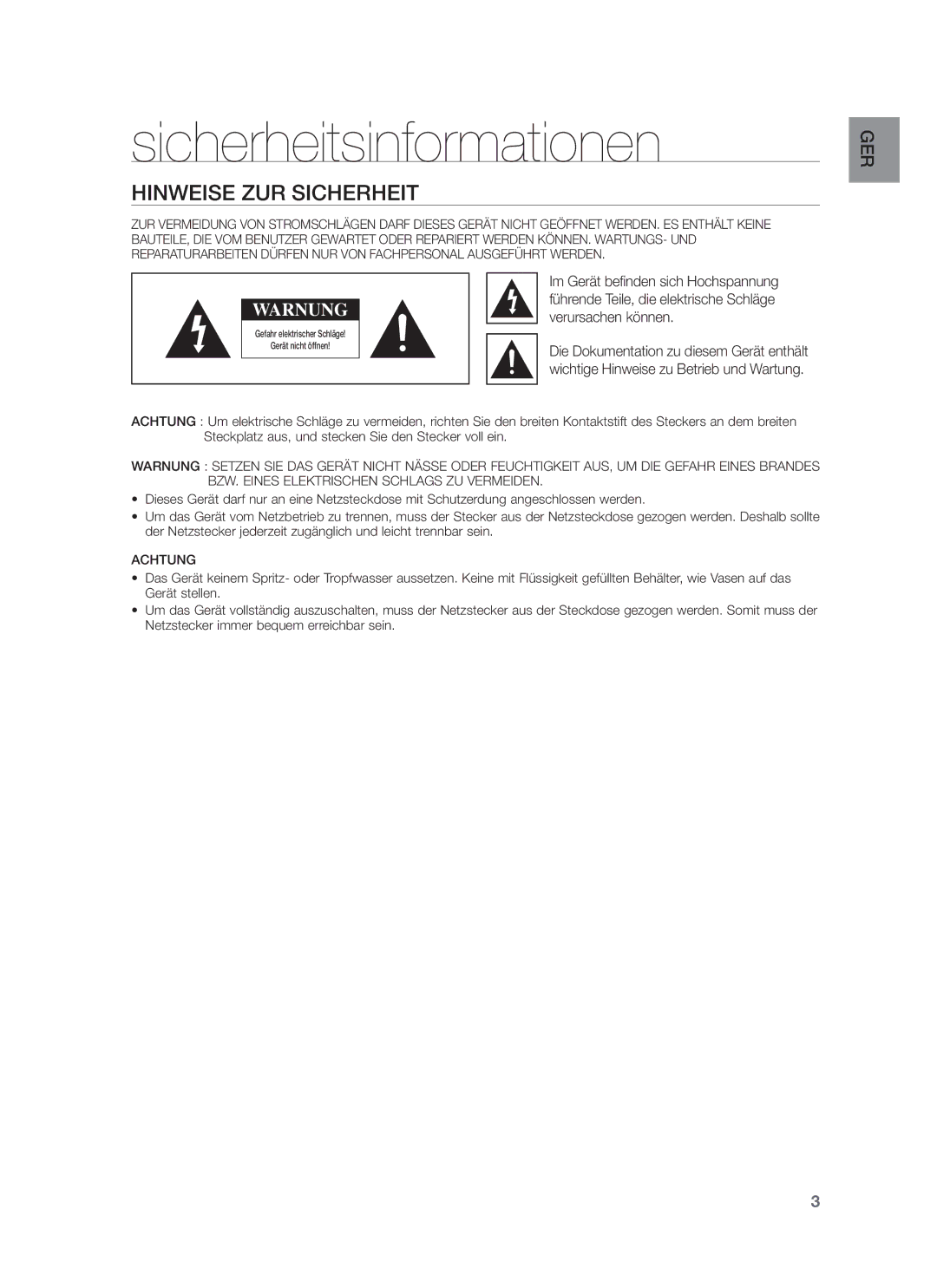 Samsung HW-F751/XE, HW-F751/XN, HW-F751/TK, HW-F751/EN Sicherheitsinformationen, Hinweise ZUR Sicherheit, Verursachen können 