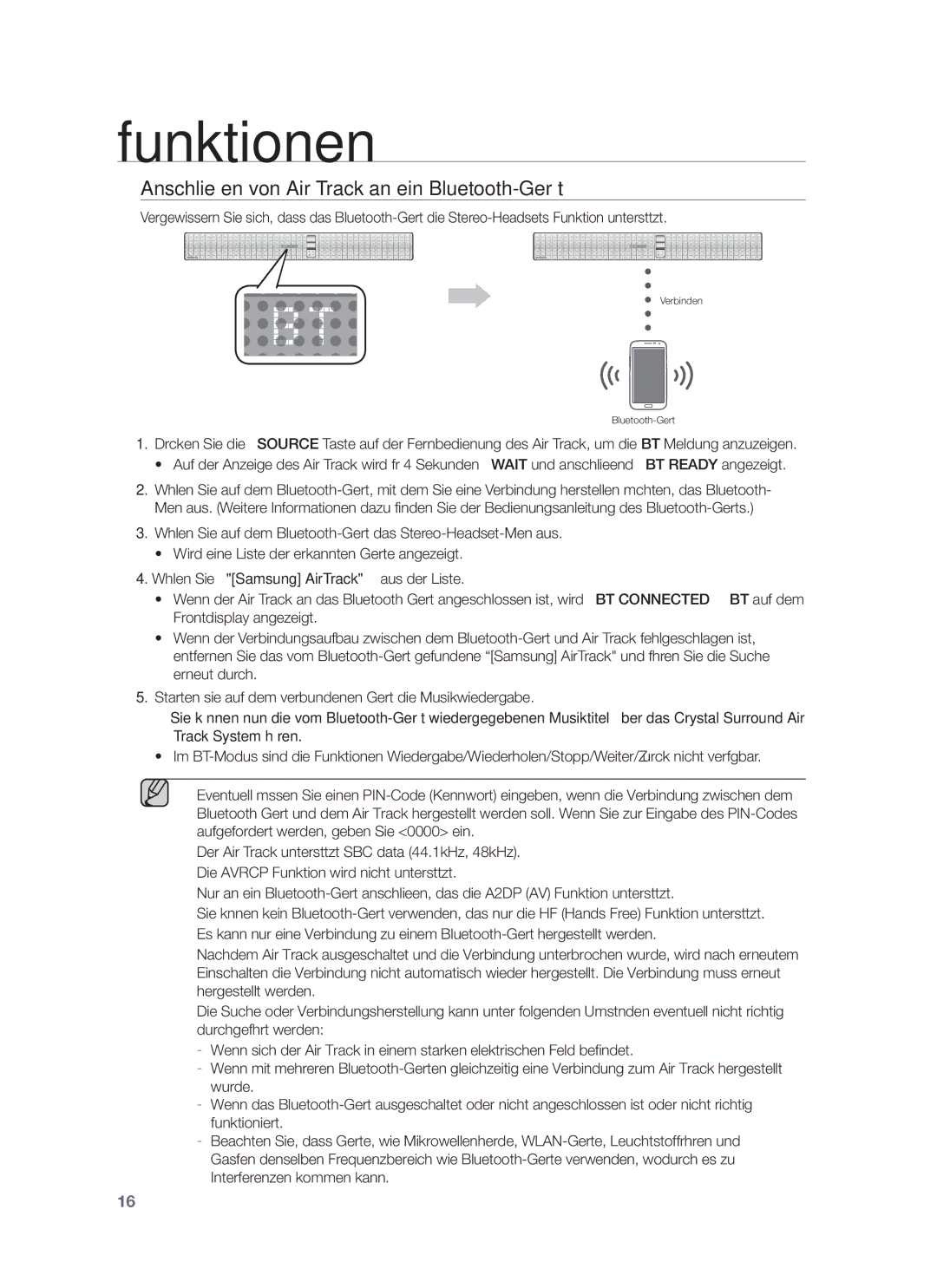 Samsung HW-F750/XN, HW-F751/XN, HW-F751/TK, HW-F751/EN, HW-F750/EN manual Anschließen von Air Track an ein Bluetooth-Gerät 