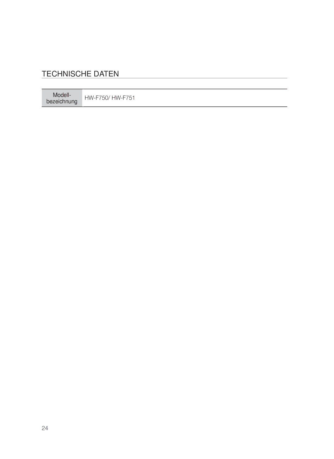 Samsung HW-F751/EN, HW-F751/XN, HW-F751/TK, HW-F750/XN, HW-F750/EN, HW-F750/ZF, HW-F751/ZF, HW-F750/XE Anhang, Technische Daten 