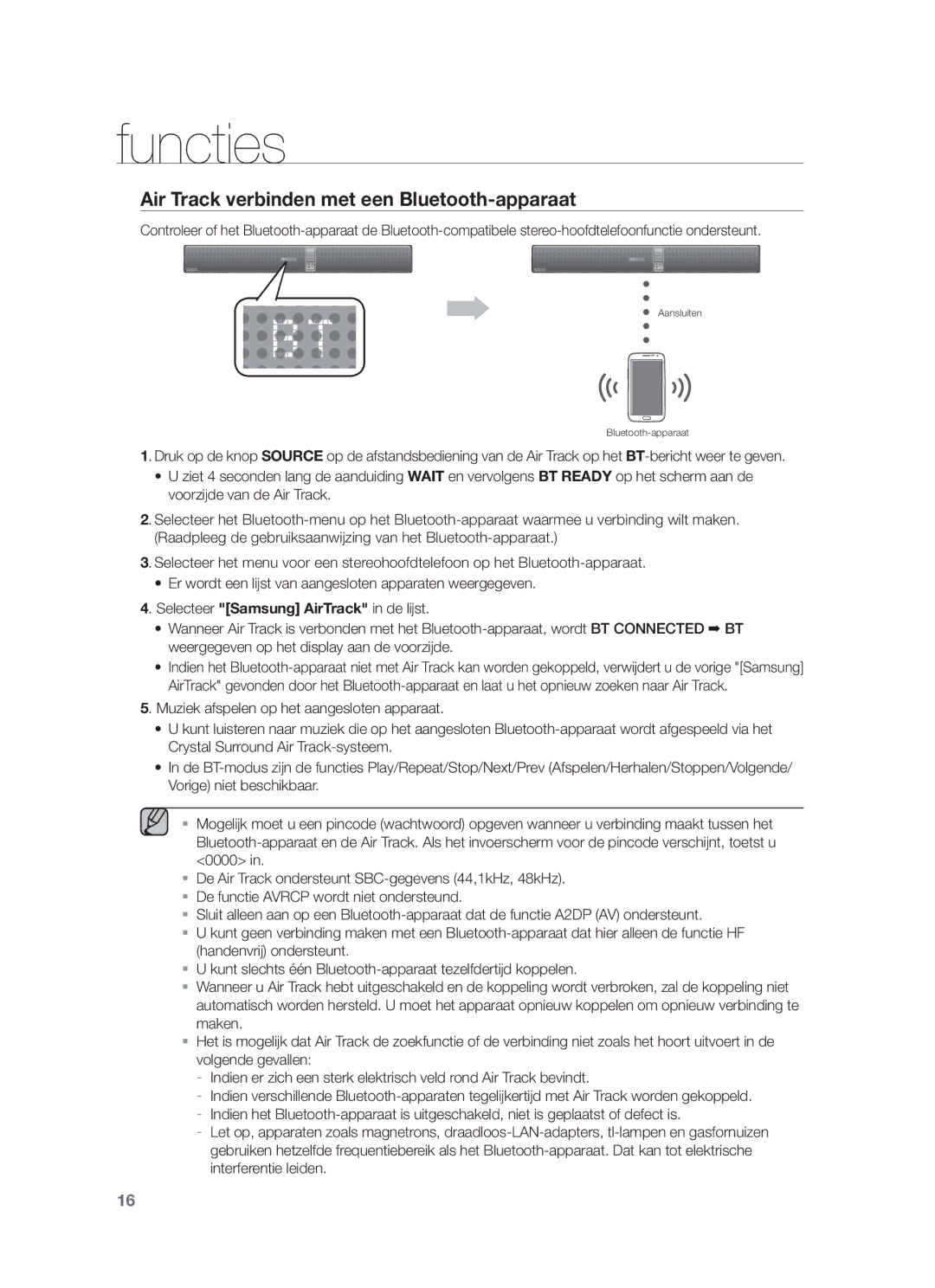 Samsung HW-F751/ZF, HW-F751/XN, HW-F751/TK, HW-F751/EN, HW-F750/XN, HW-F750/EN Air Track verbinden met een Bluetooth-apparaat 