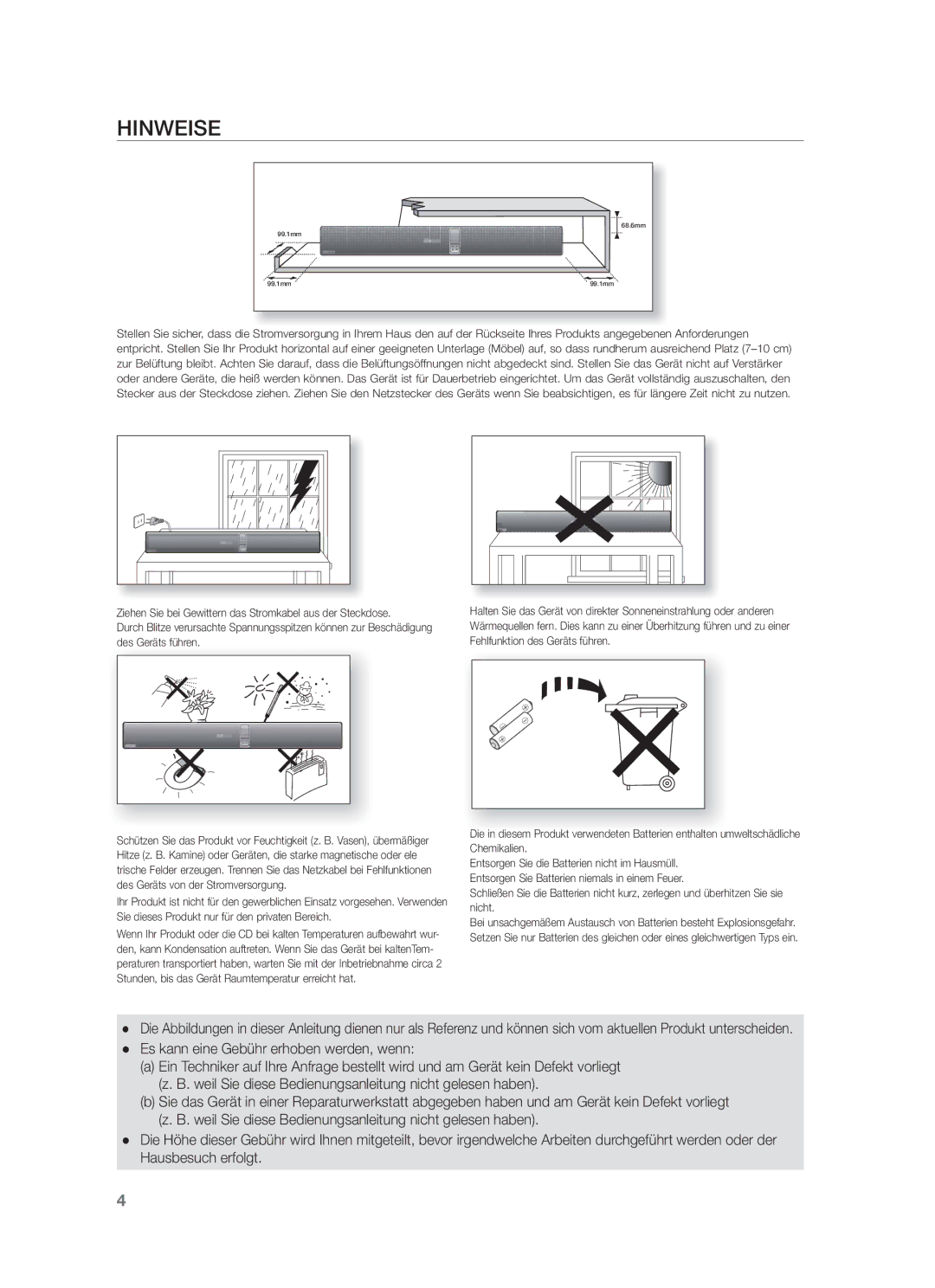 Samsung HW-F750/ZF, HW-F751/XN, HW-F751/TK, HW-F751/EN, HW-F750/XN manual Hinweise, Es kann eine Gebühr erhoben werden, wenn 