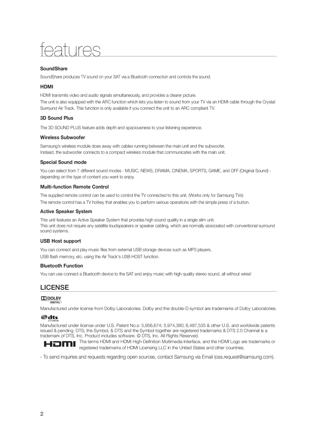 Samsung HW-F751/EN, HW-F751/XN, HW-F751/TK manual Features, Hdmi 