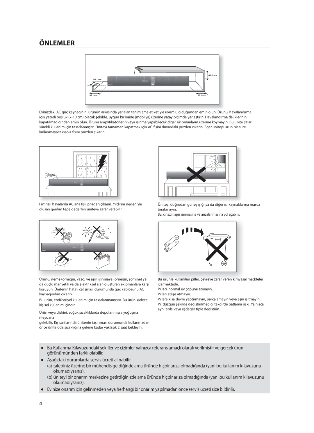 Samsung HW-F751/EN, HW-F751/XN, HW-F751/TK manual Önlemler 