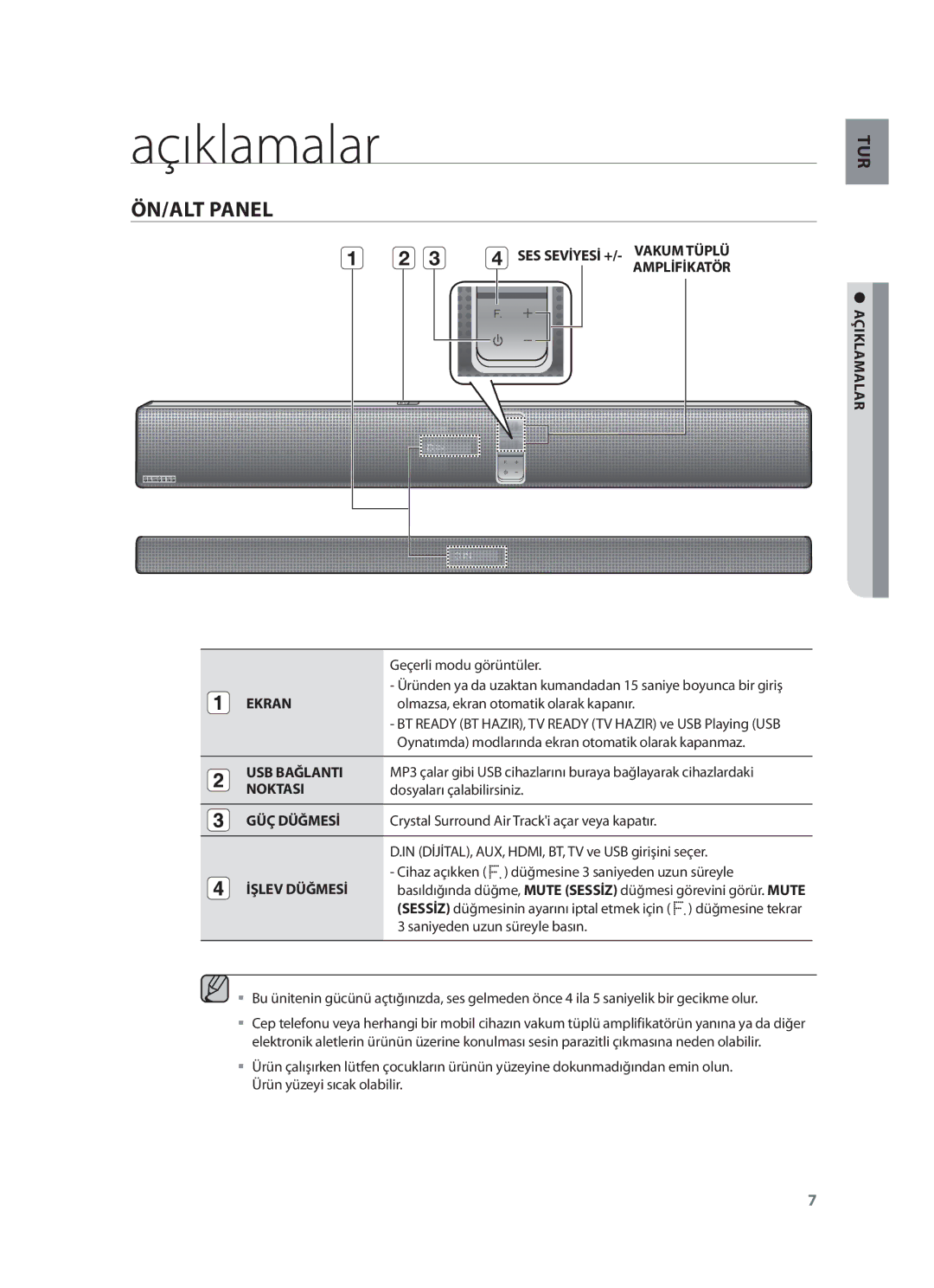 Samsung HW-F751/EN, HW-F751/XN, HW-F751/TK manual ÖN/ALT Panel 