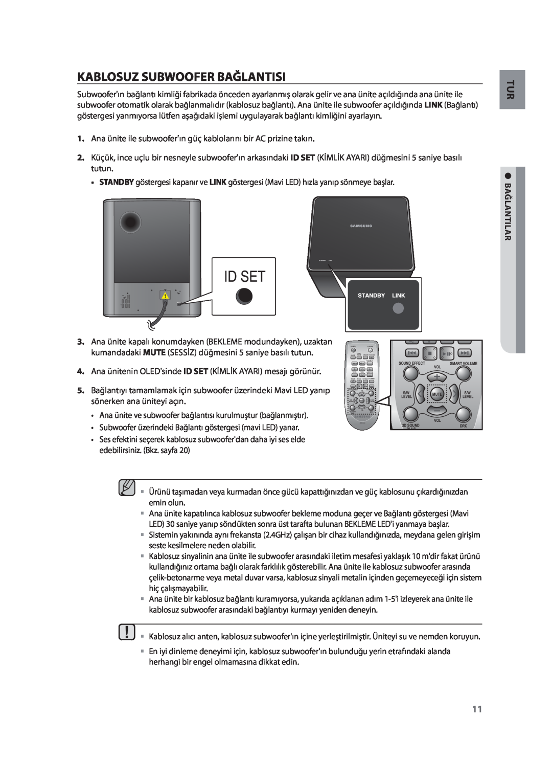 Samsung HW-F751/XN, HW-F751/TK, HW-F751/EN manual Kablosuz Subwoofer Bağlantisi, Bağlantilar 