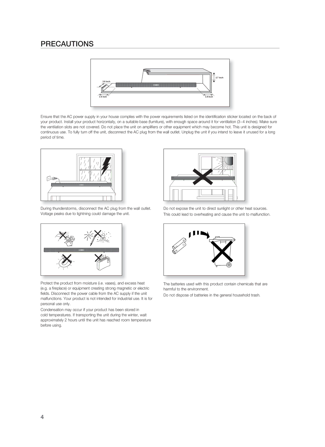 Samsung HW-F850/ZA user manual Precautions 